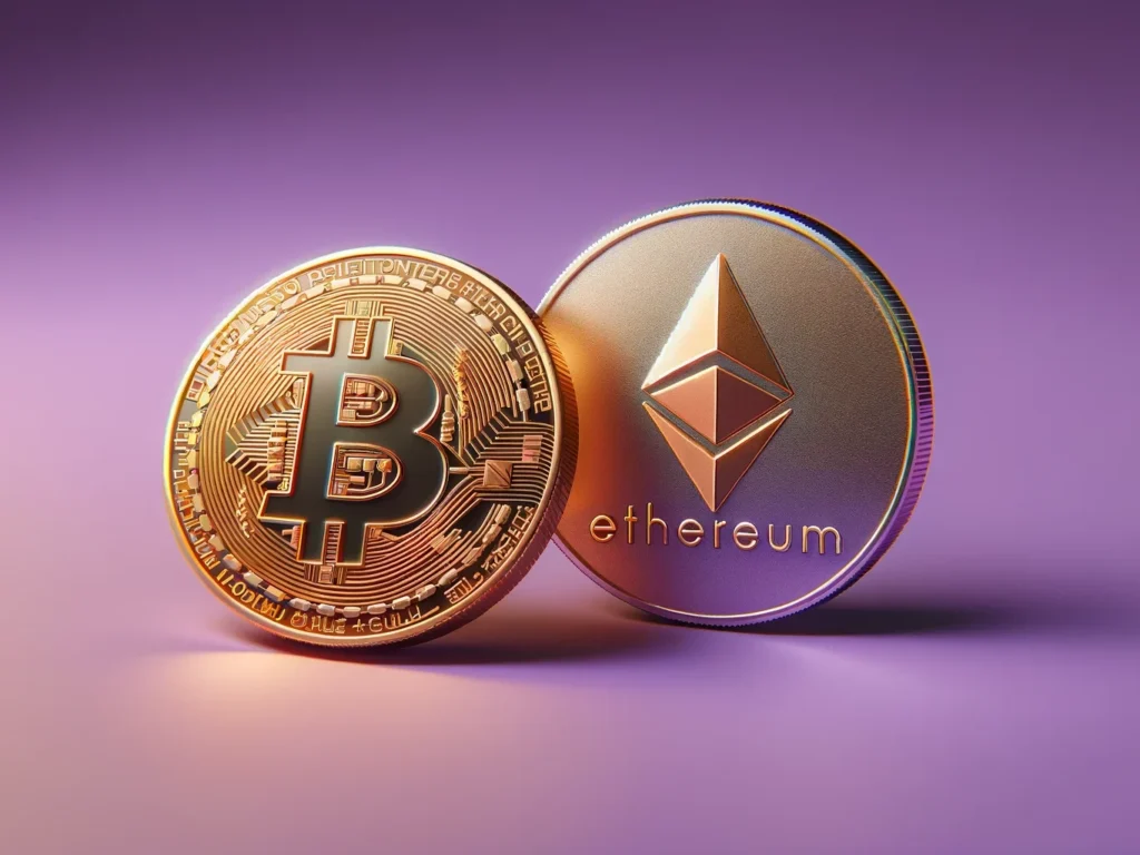 Representación de monedas Ethereum Bitcoin